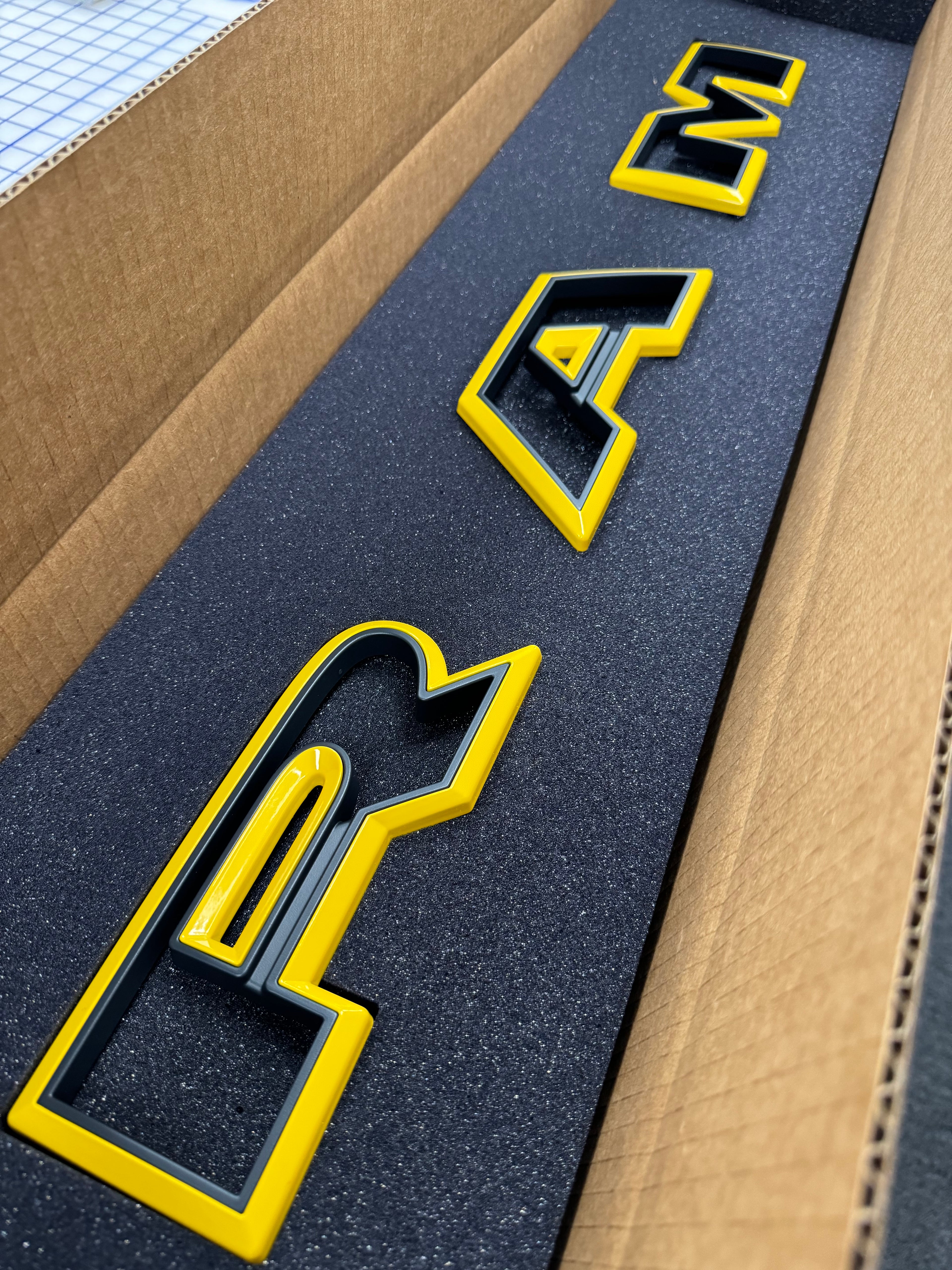 Color matched 3D RAM grille letters