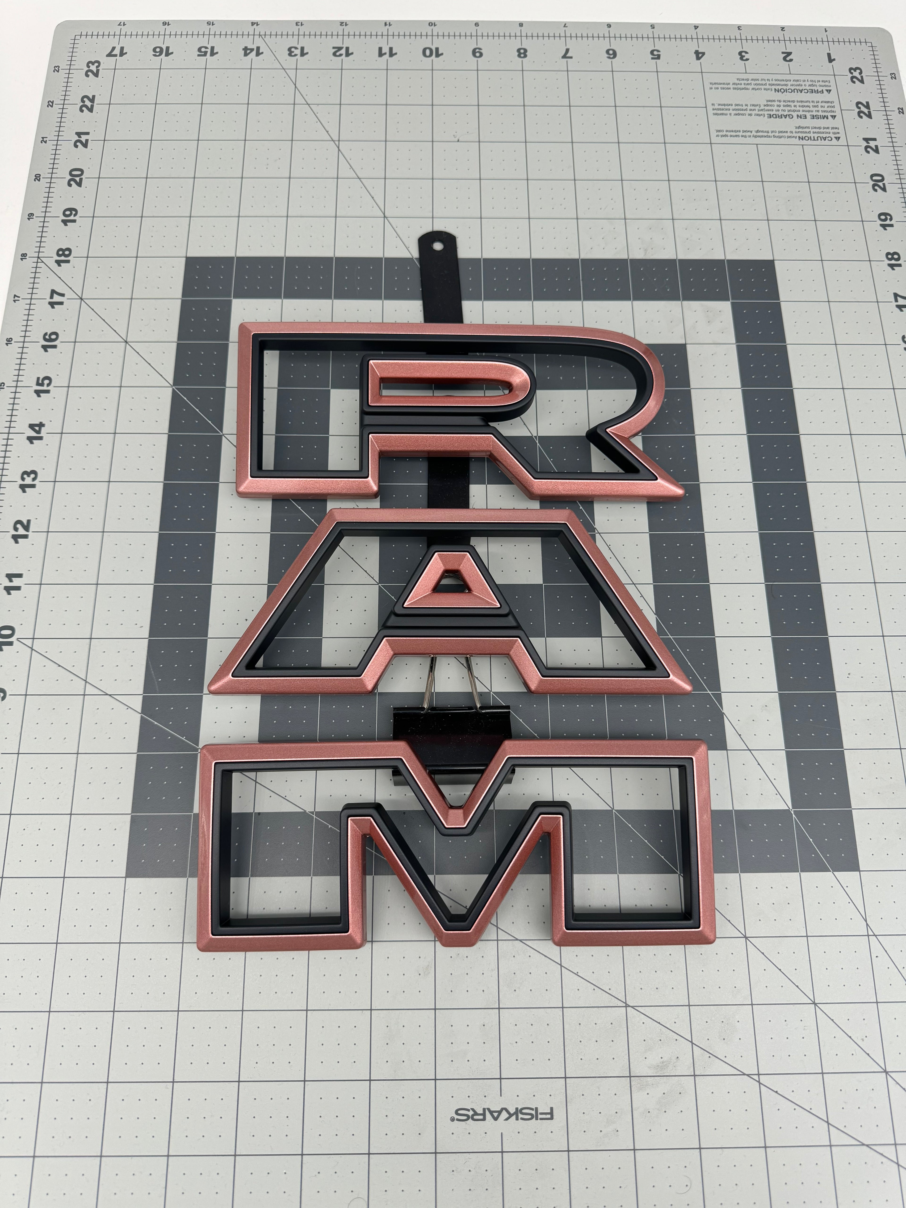 Color matched 3D RAM grille letters