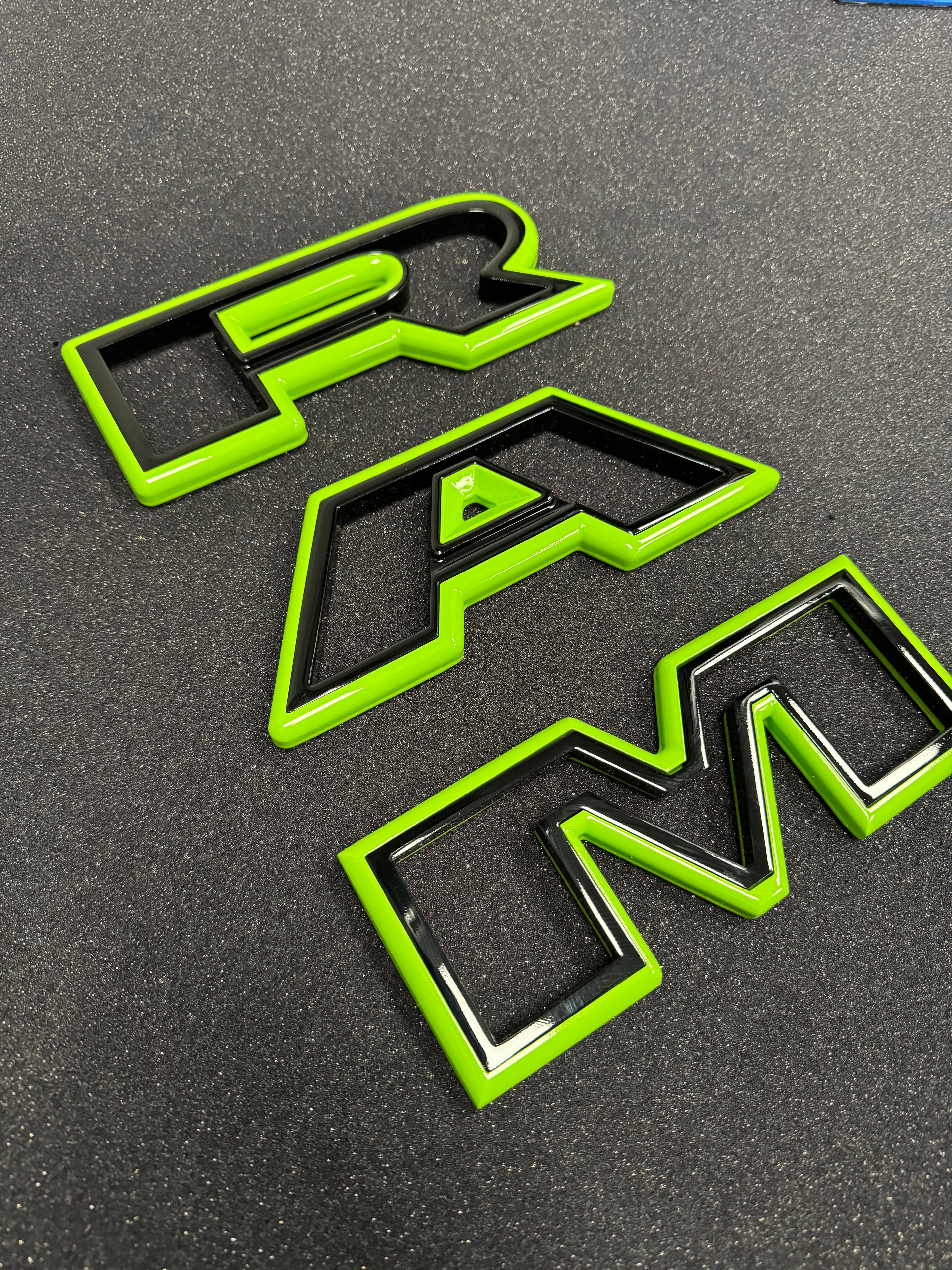 Color matched 3D RAM grille letters