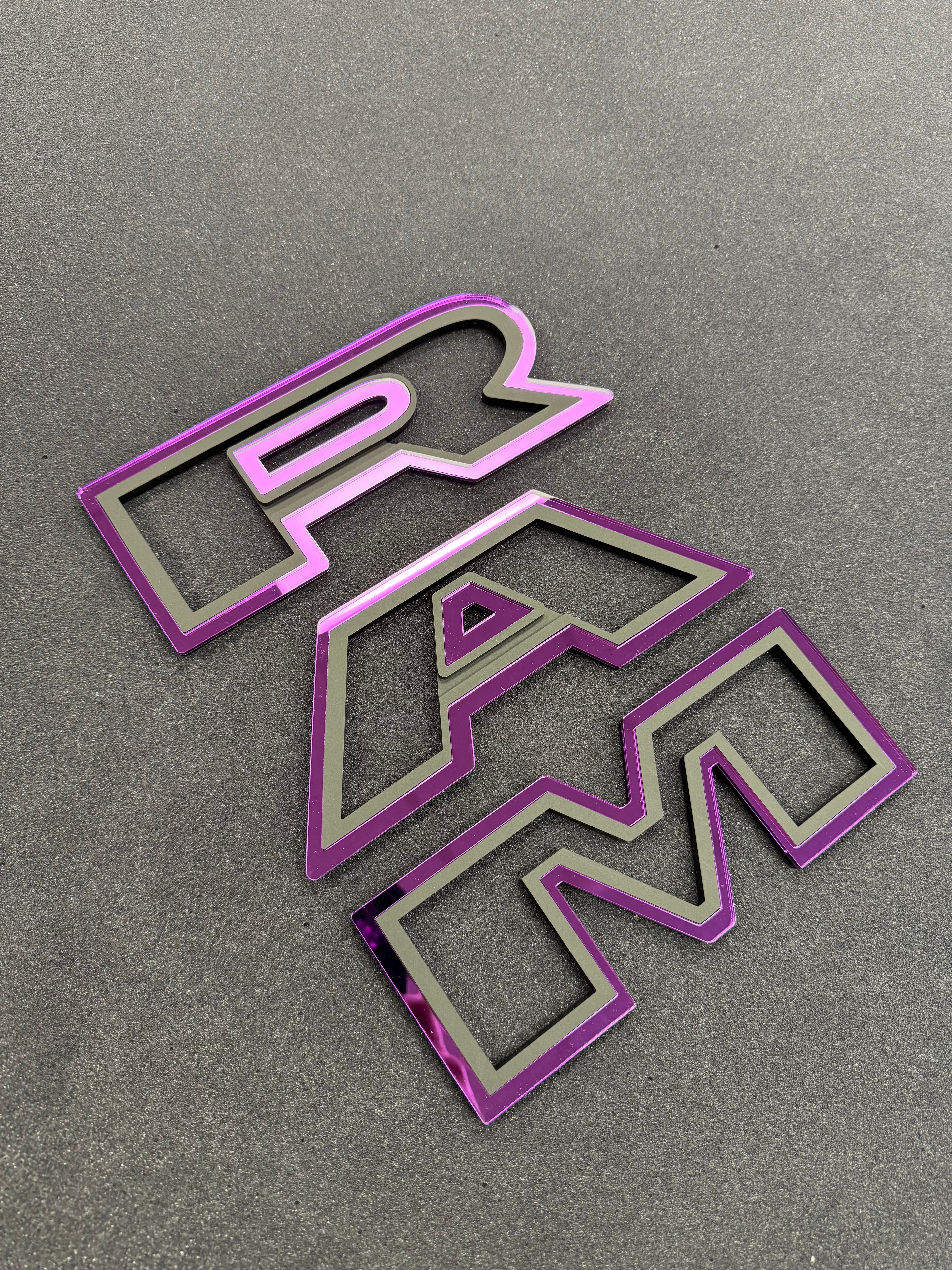 Color matched 3D RAM grille letters
