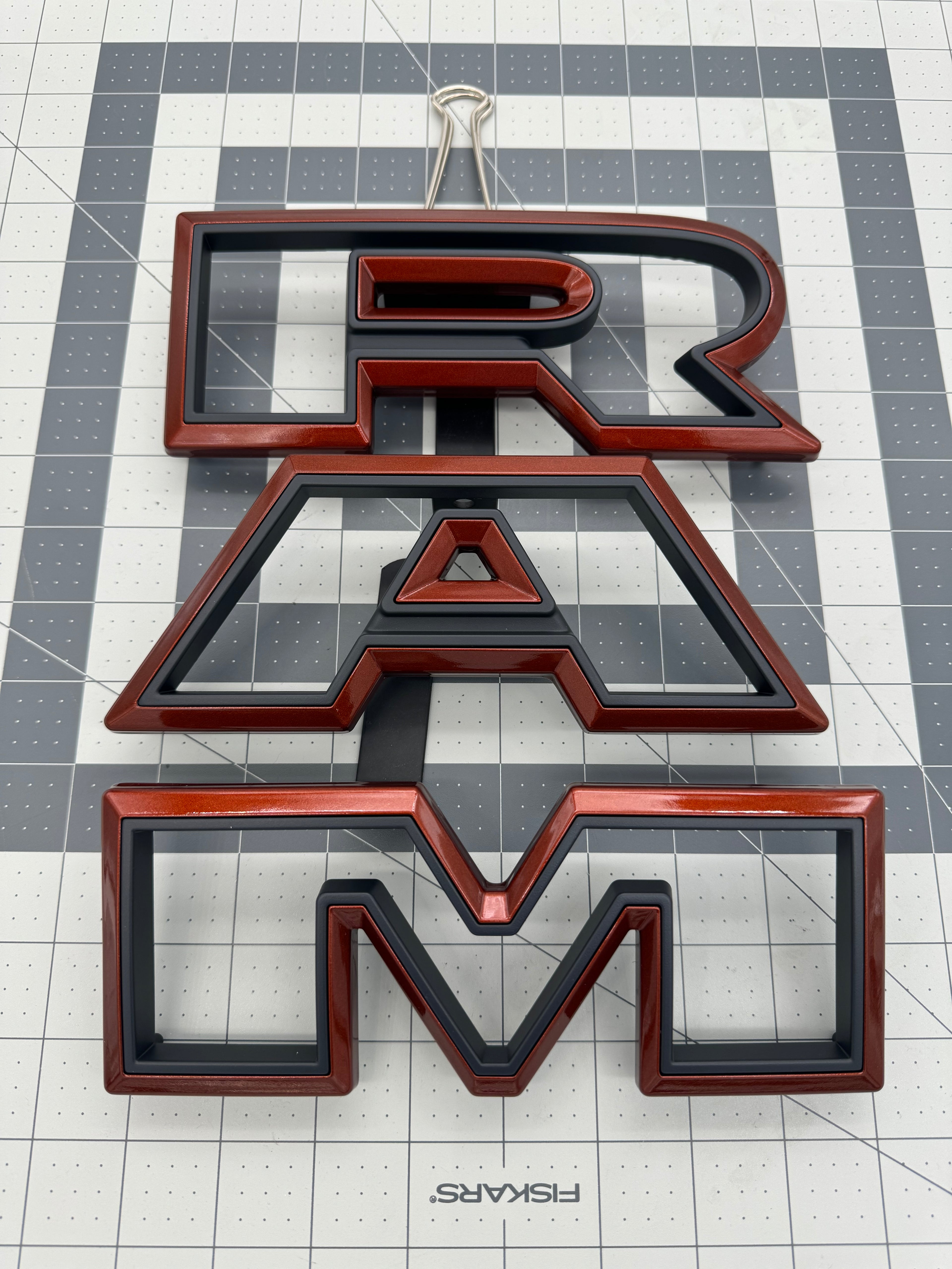 Color matched 3D RAM grille letters