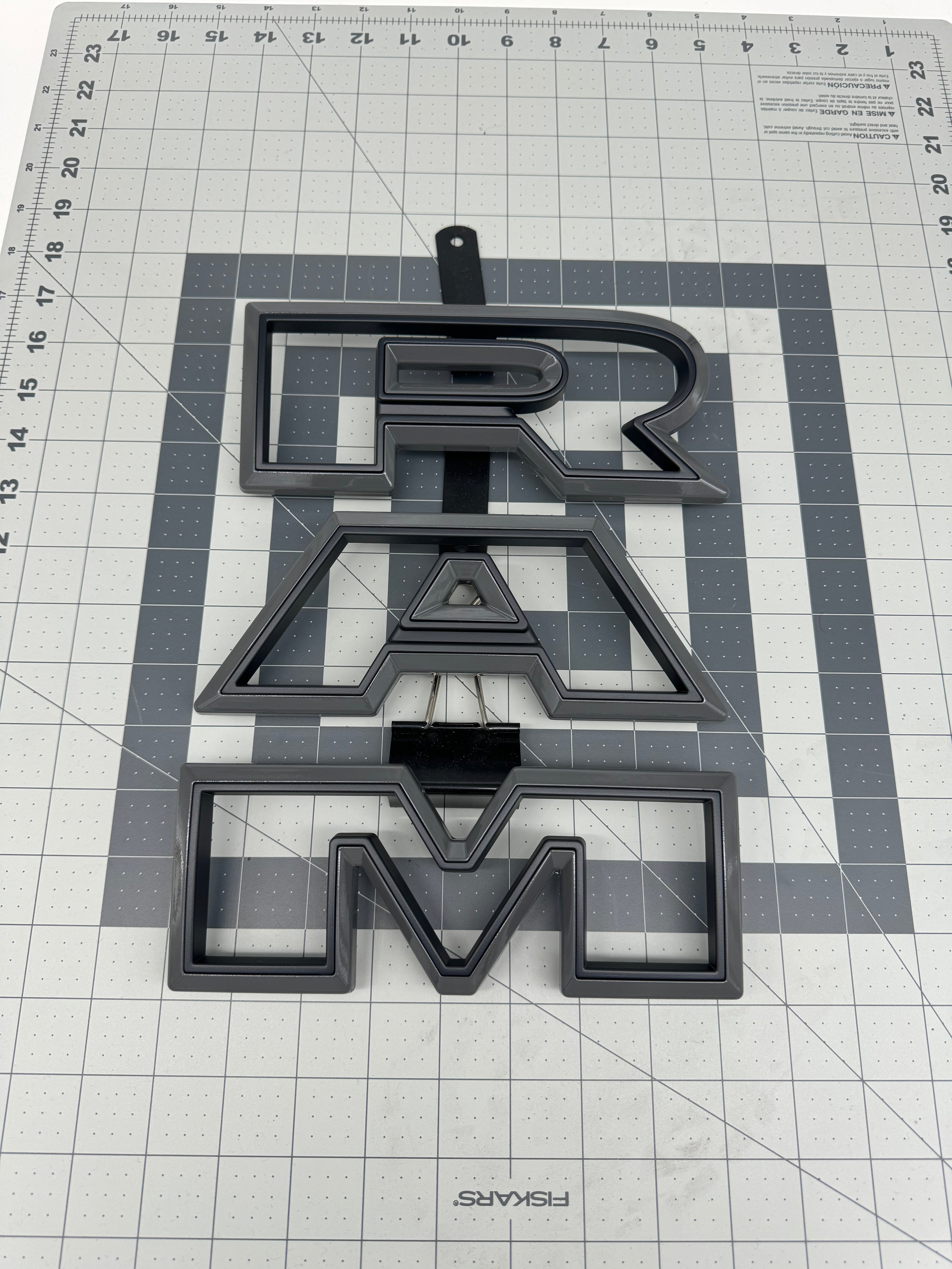 Color matched 3D RAM grille letters