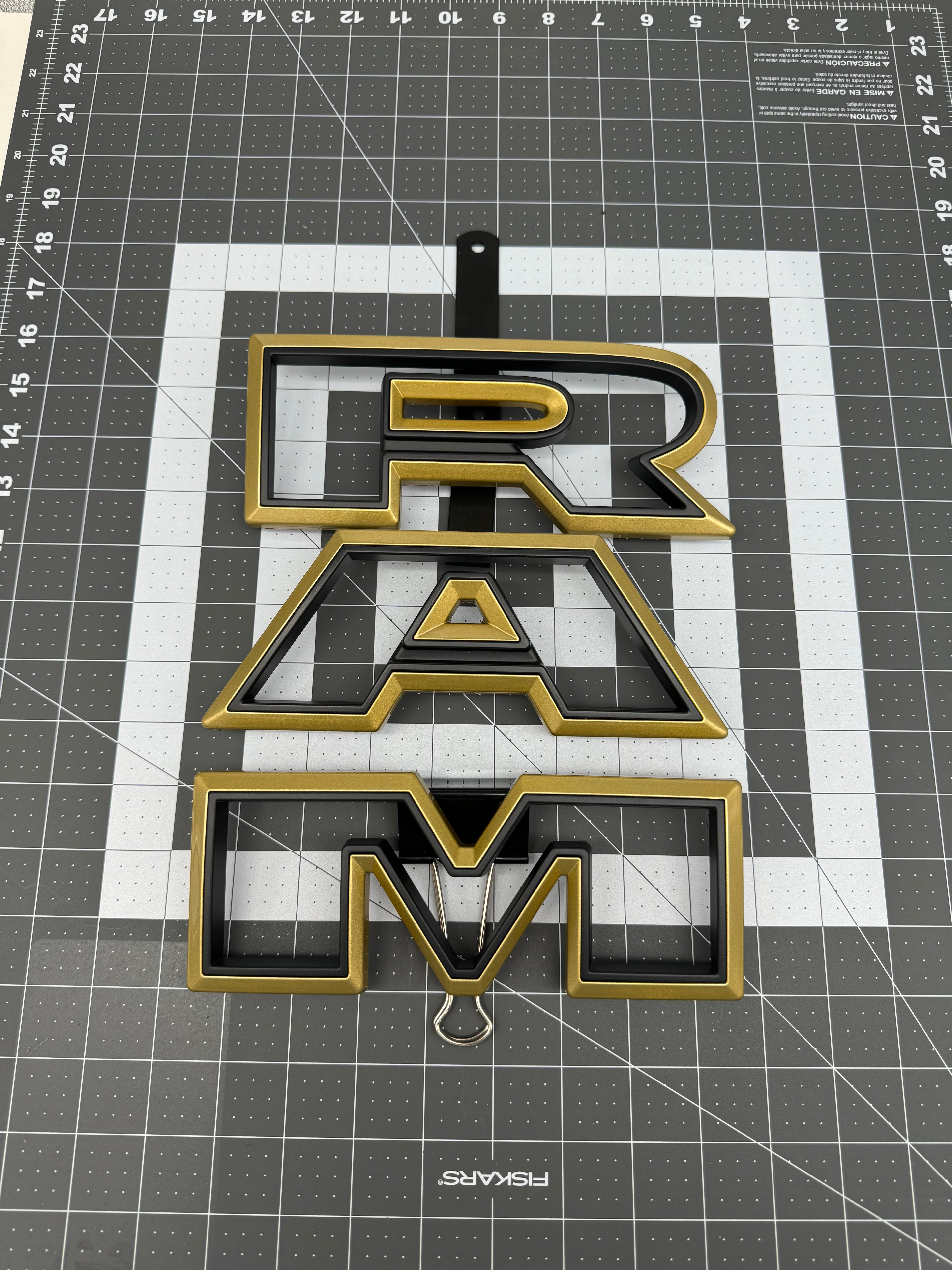Color matched 3D RAM grille letters