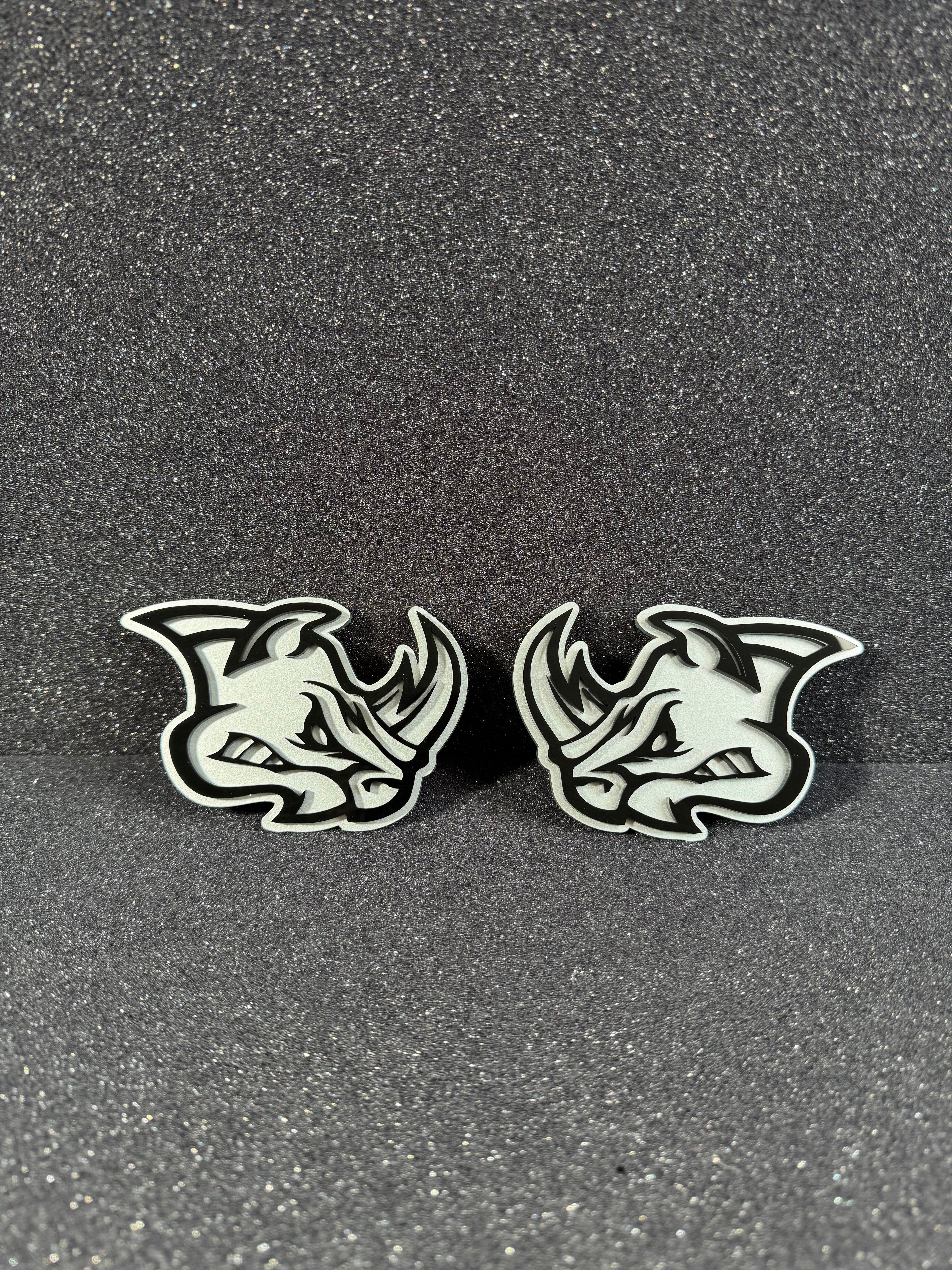 Angry Rhino Head Pair