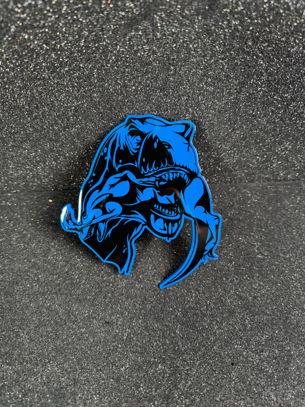 Trex eats raptor badge