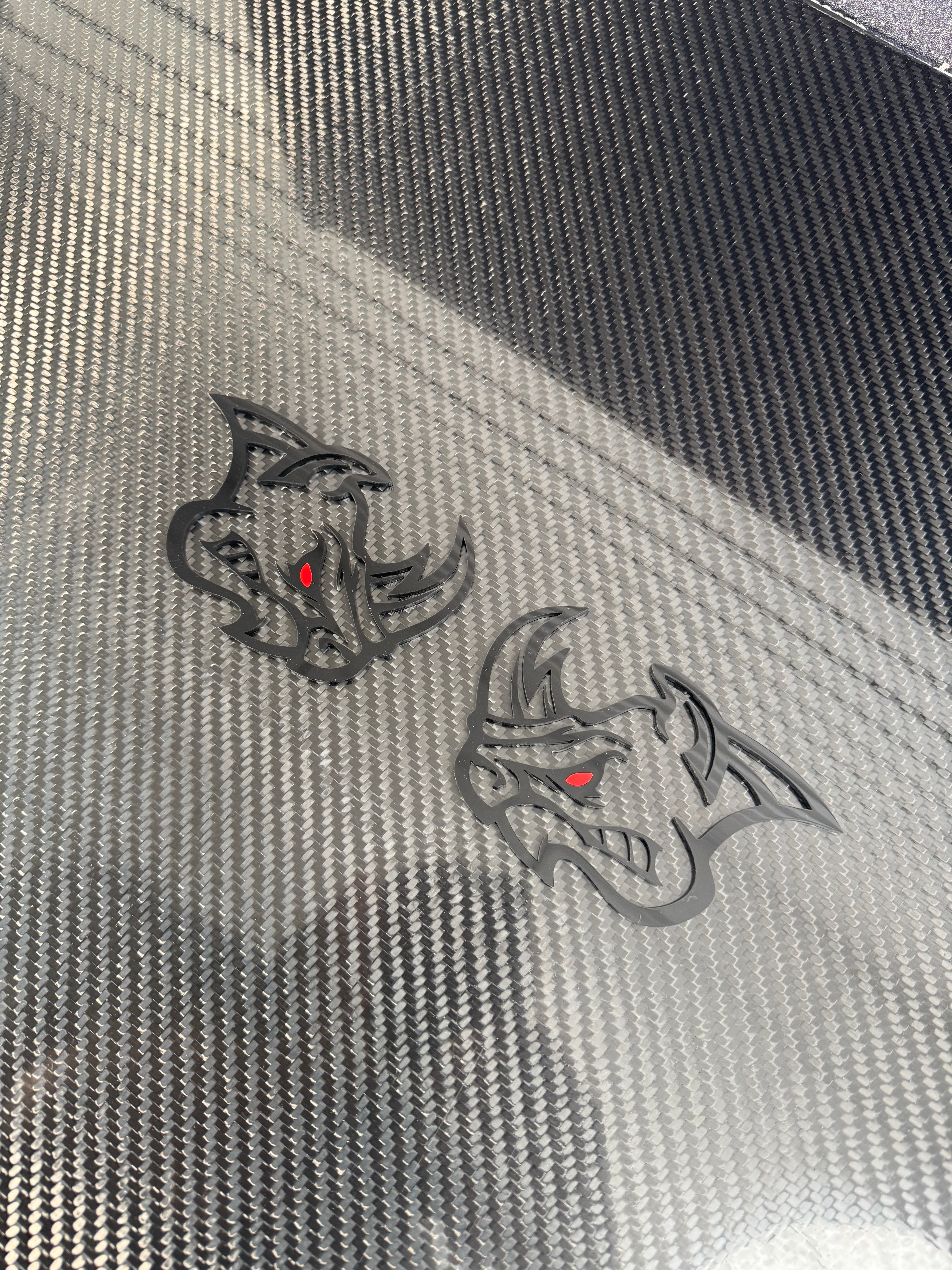 Angry Rhino Head Pair