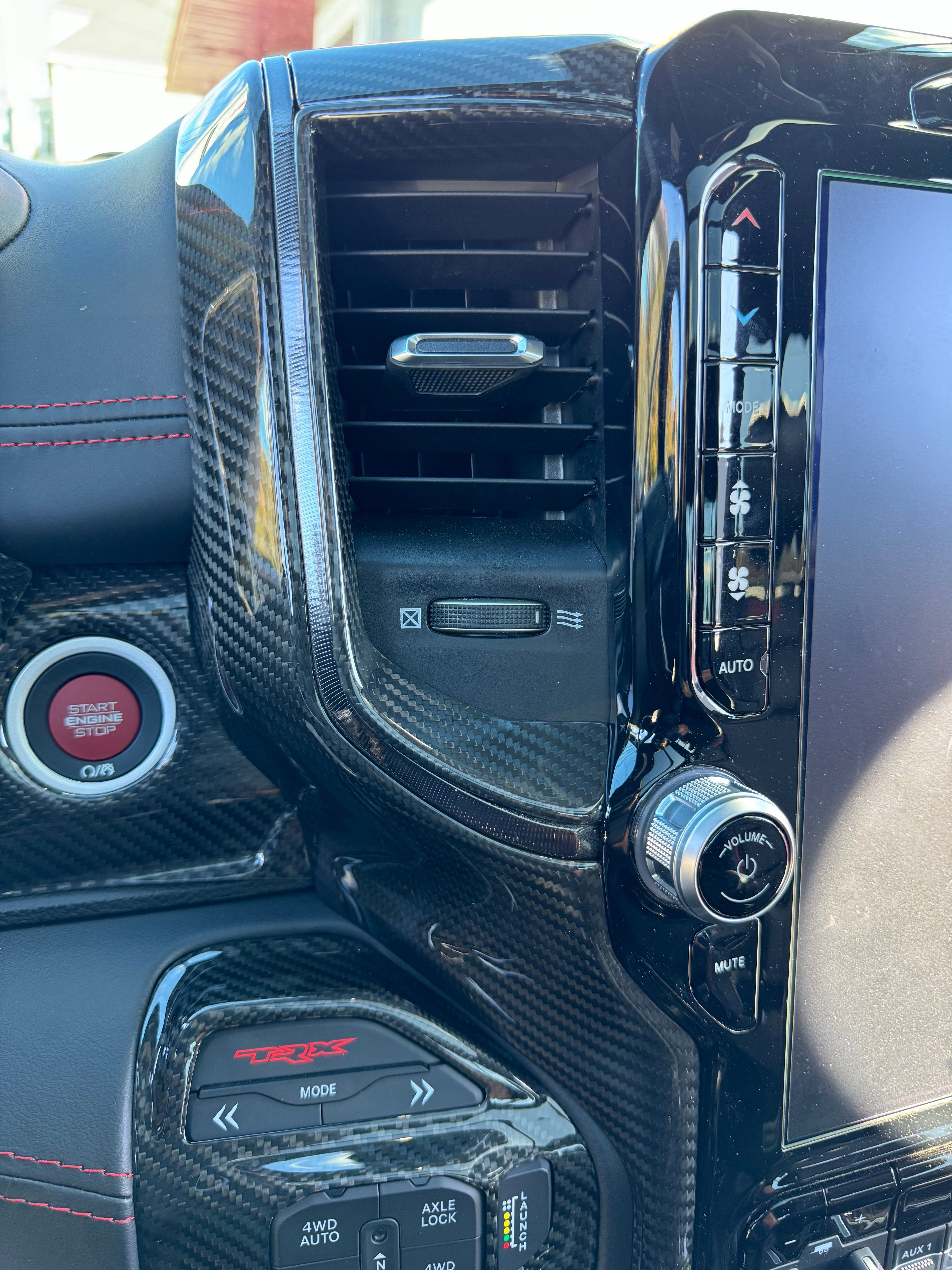 2019+ RAM 1500/ TRX / RHO Uconnect radio carbon fiber side trim panels