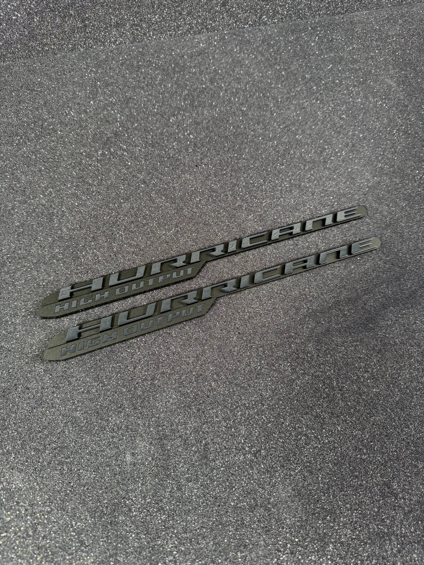 Hurricane high output hood badge pair