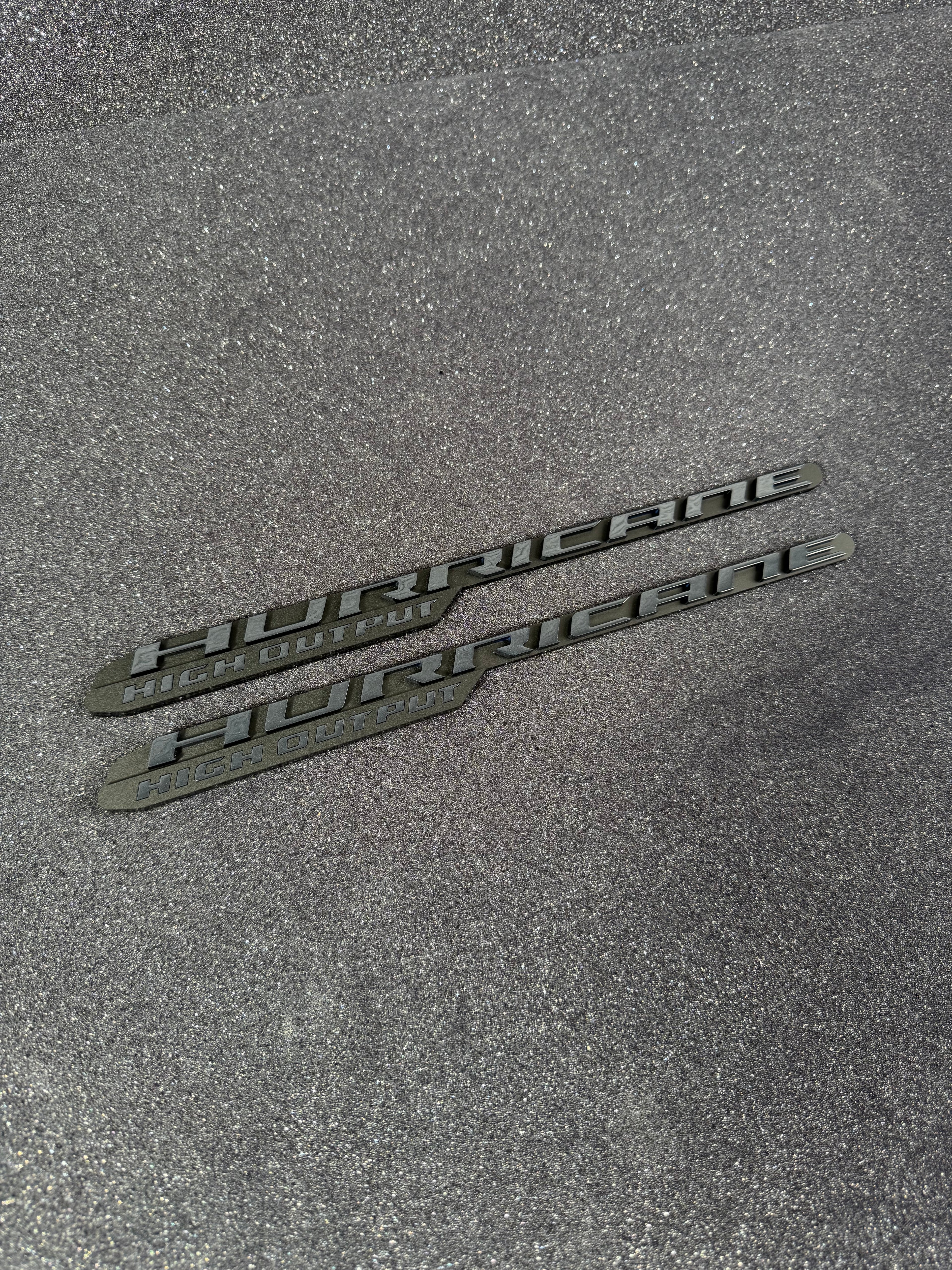 Hurricane high output hood badge pair