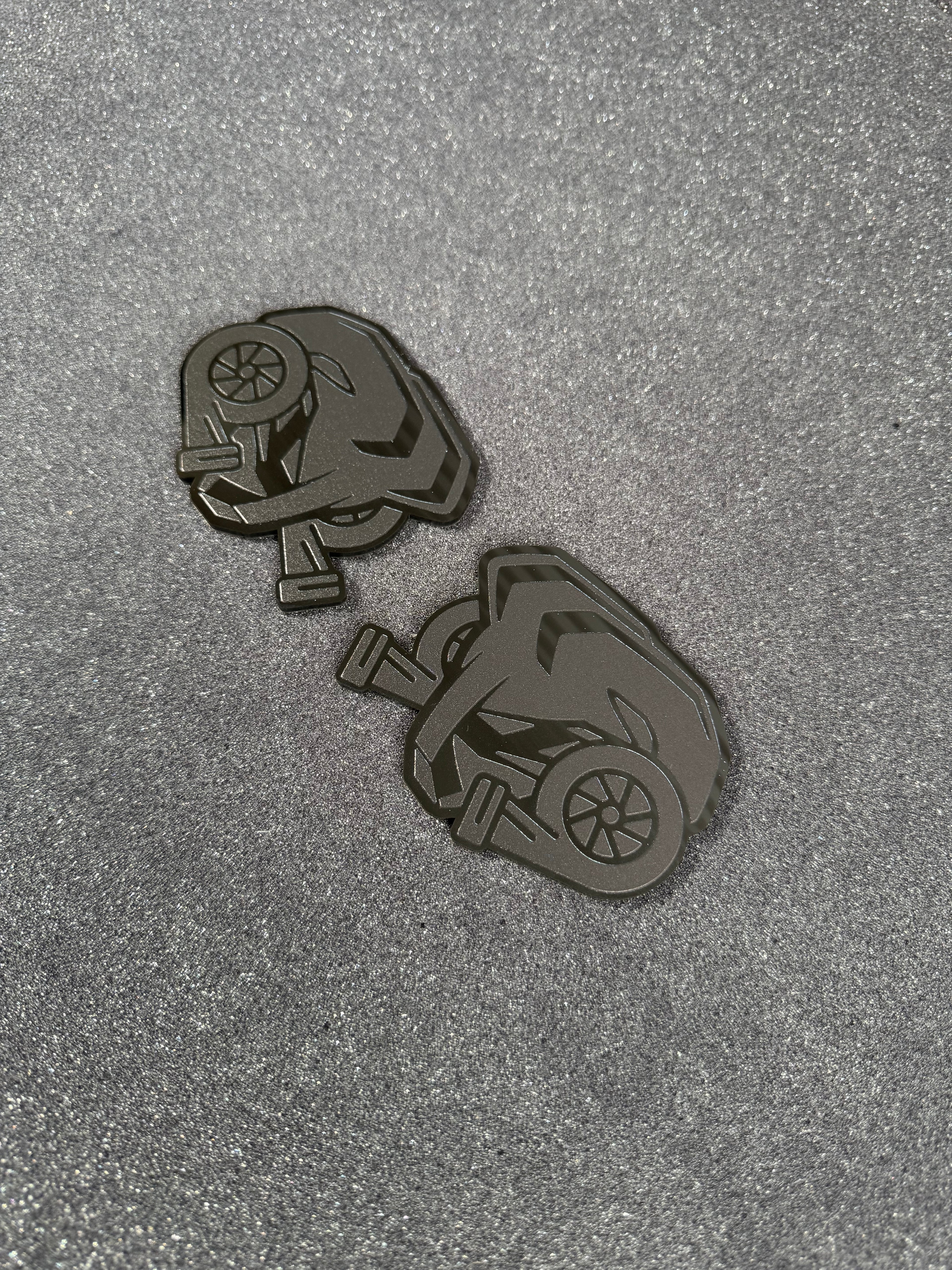 Set Of 2 VMS Racing Twin Turbo Aluminum Emblems – UV Coated & Ready To Stick On Your Boat, Car, Or Van