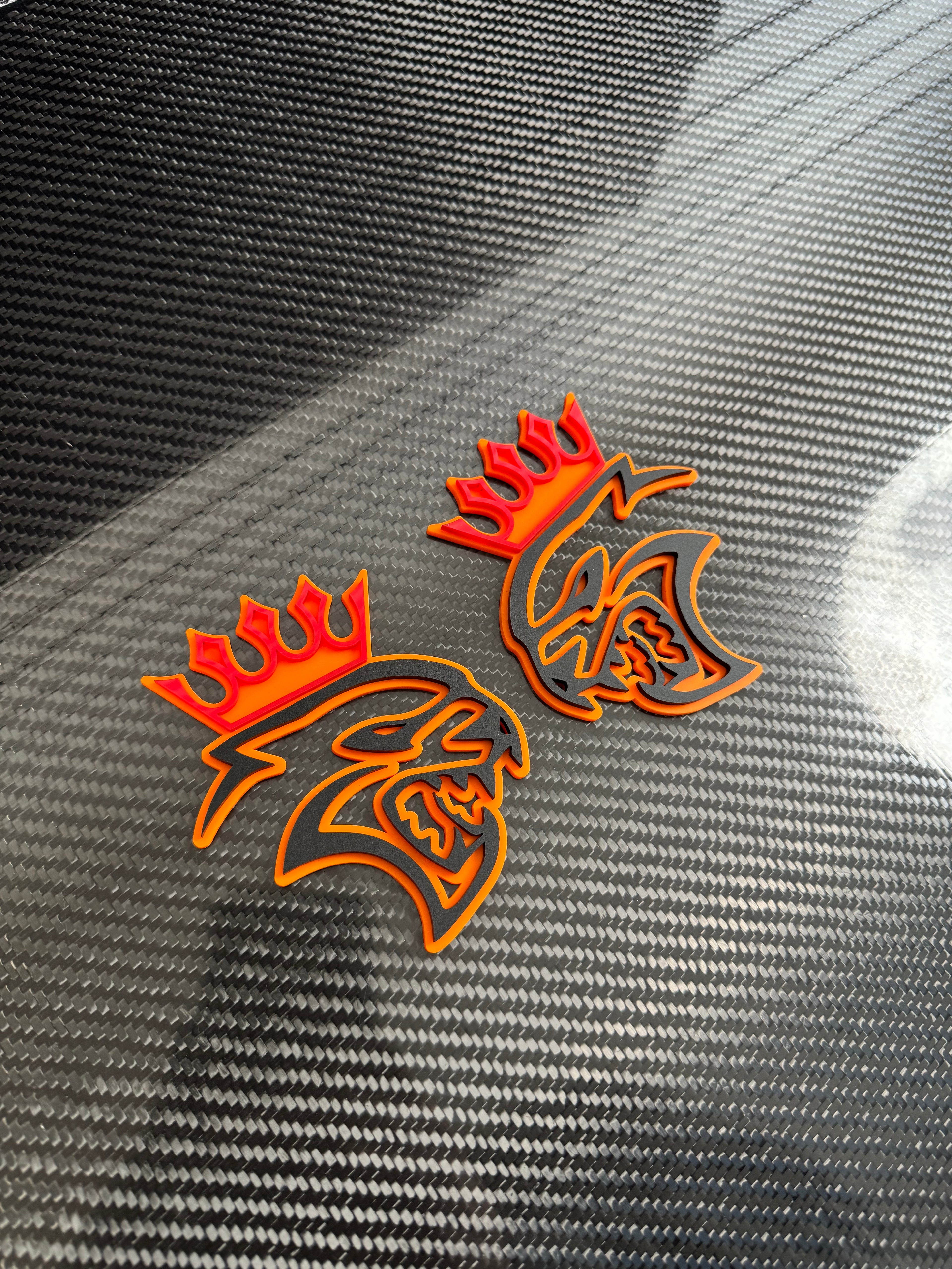 Crowned Hellcat head pair