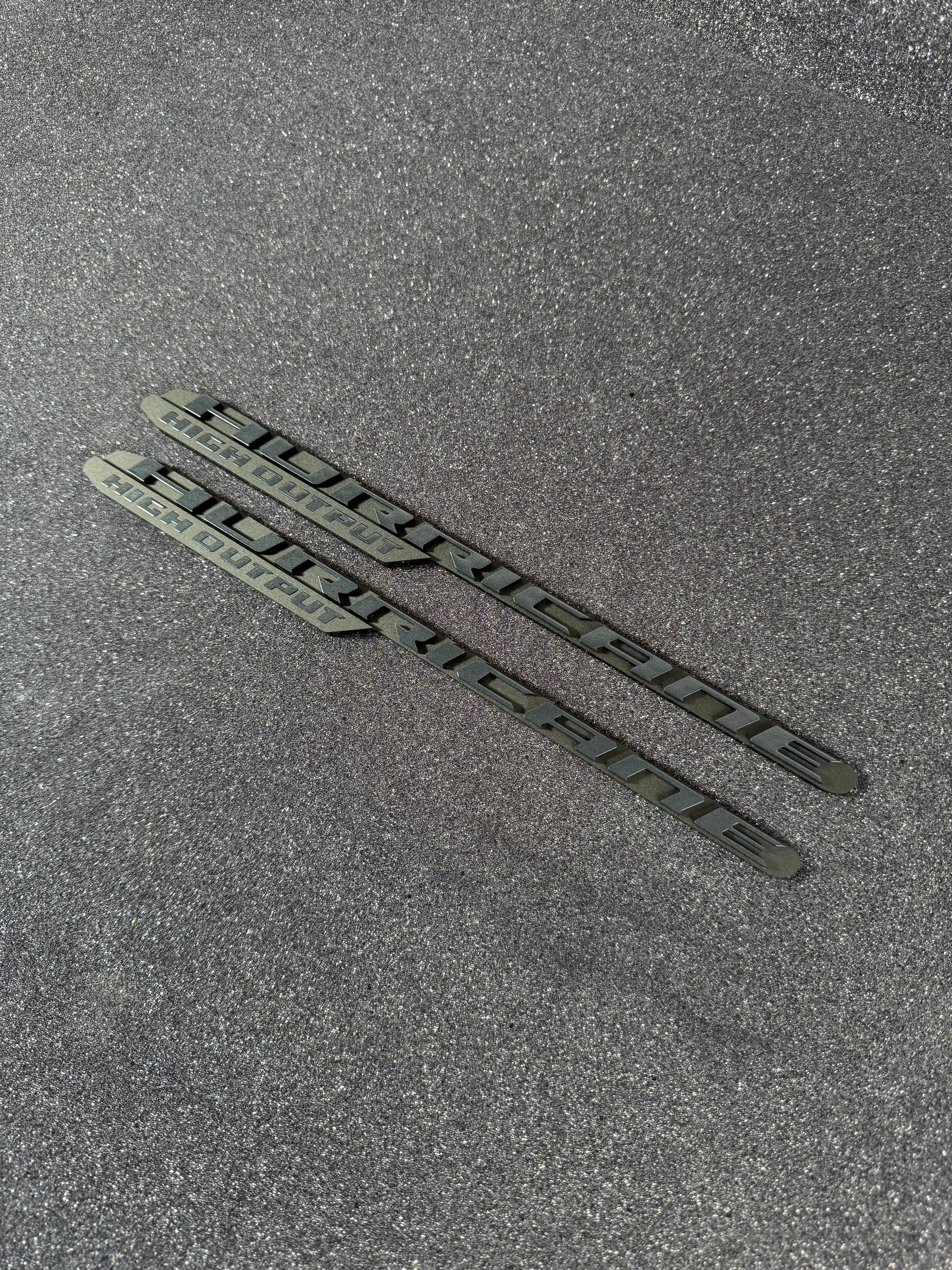 Hurricane high output hood badge pair