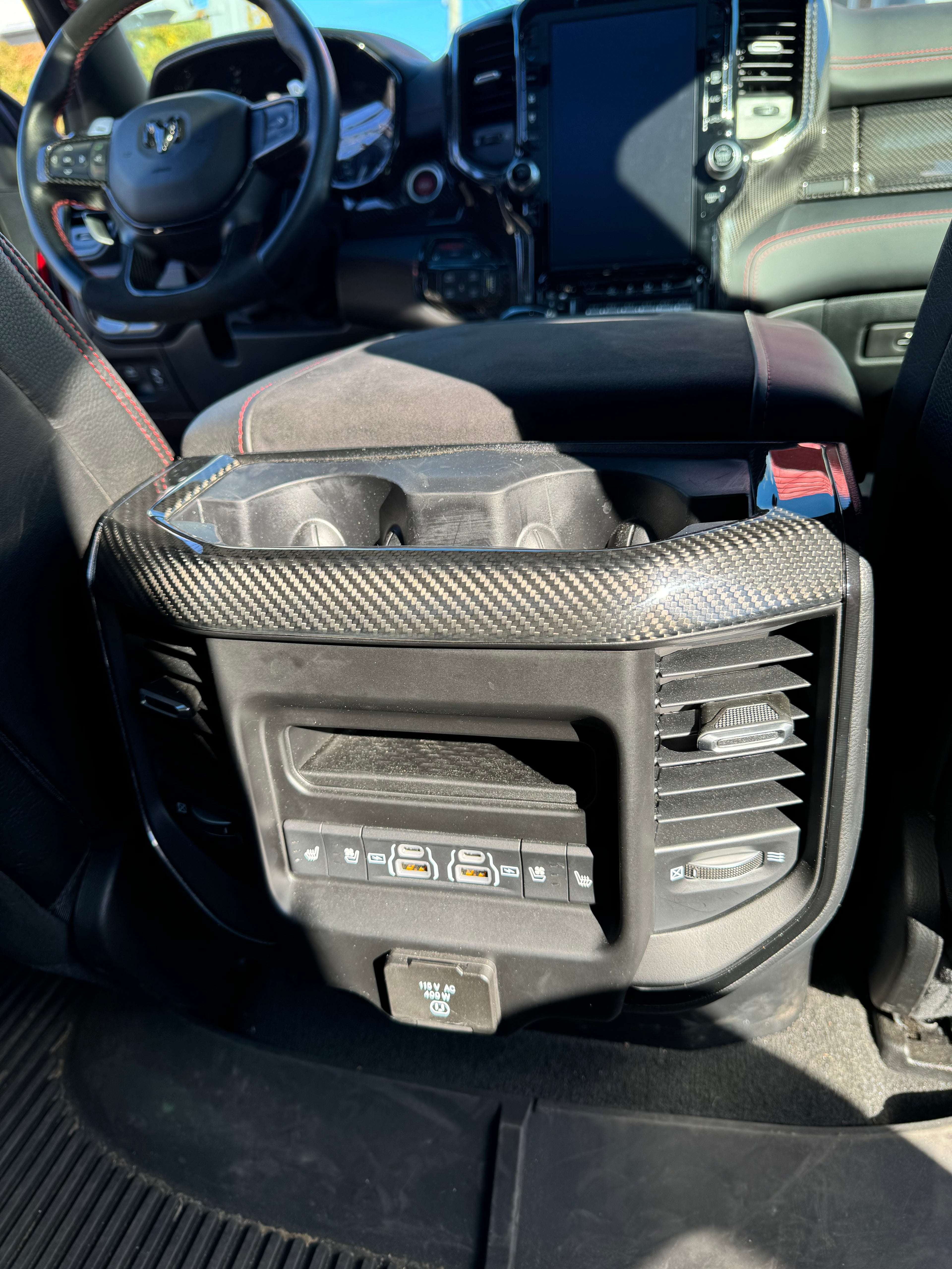2019+ RAM 1500/ TRX / RHO carbon fiber rear cupholder cover
