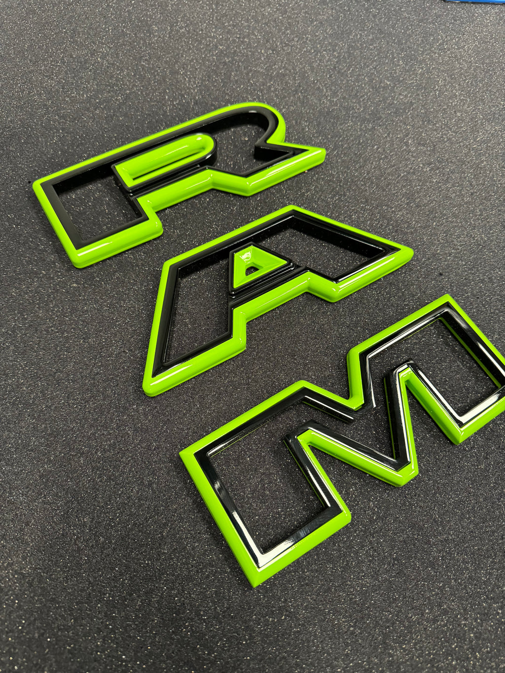 Color matched 3D RAM grille letters