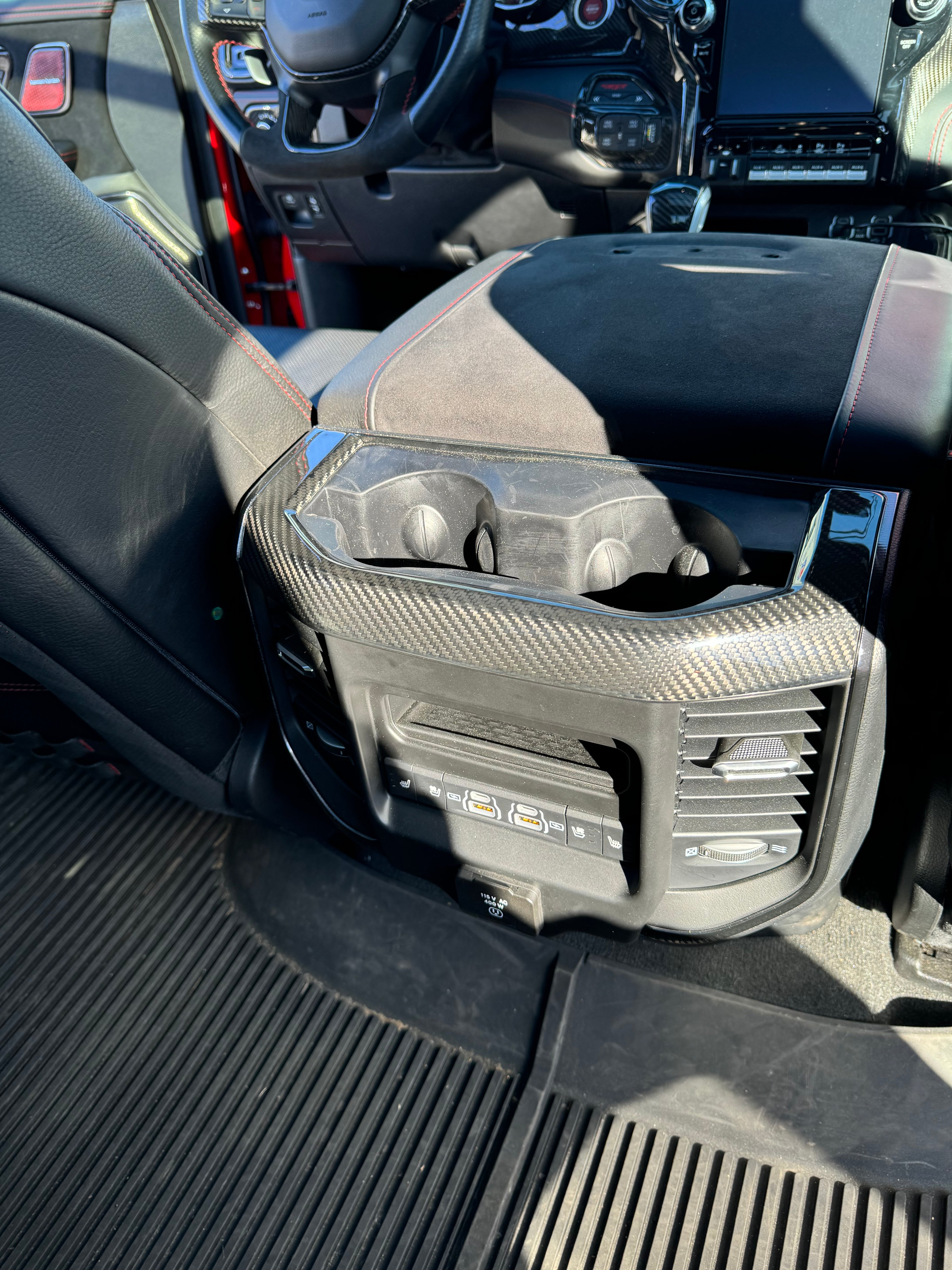 2019+ RAM 1500/ TRX / RHO carbon fiber rear cupholder cover
