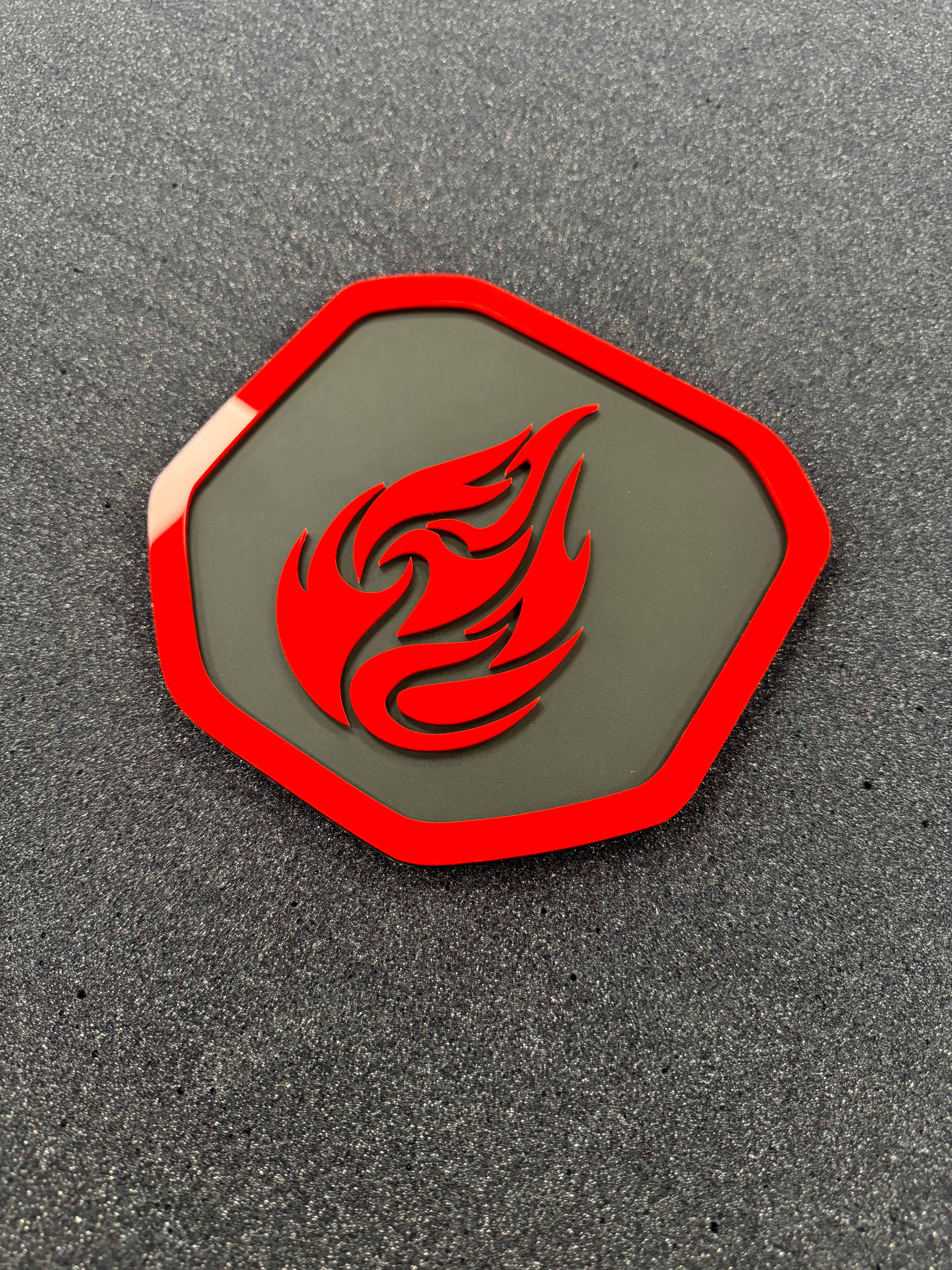 Flames Shield tailgate badge