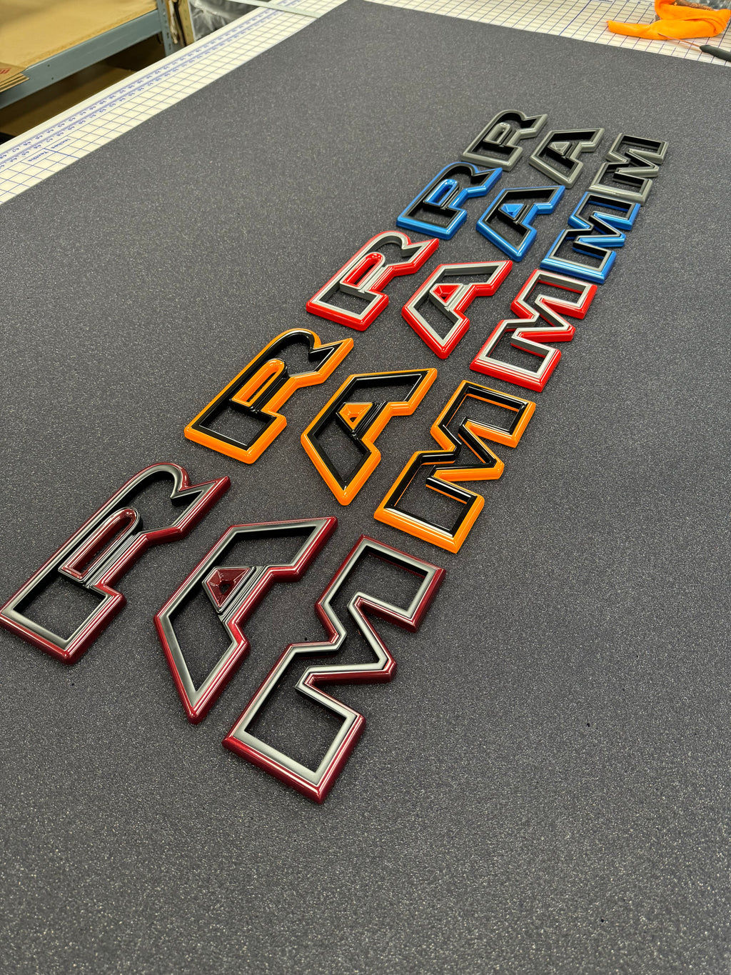 Color matched 3D RAM grille letters