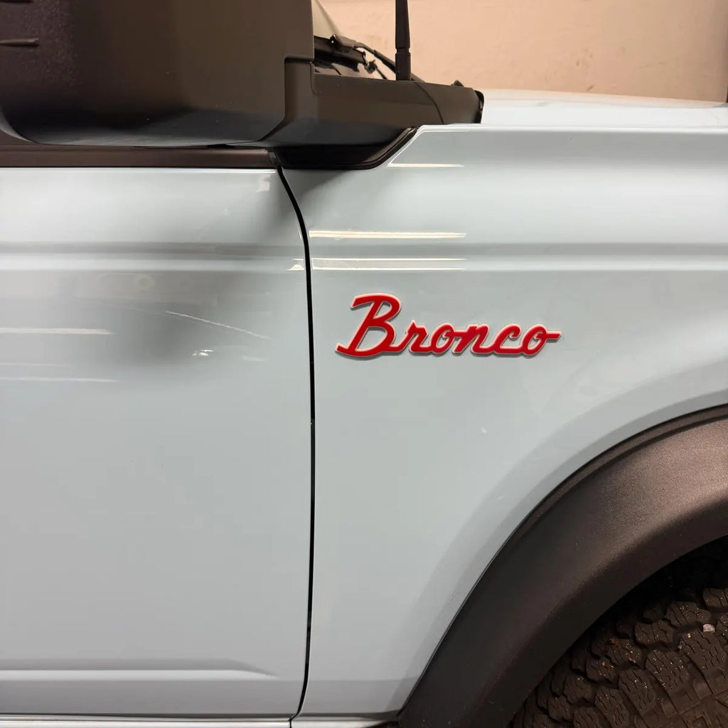 Bronco script badge