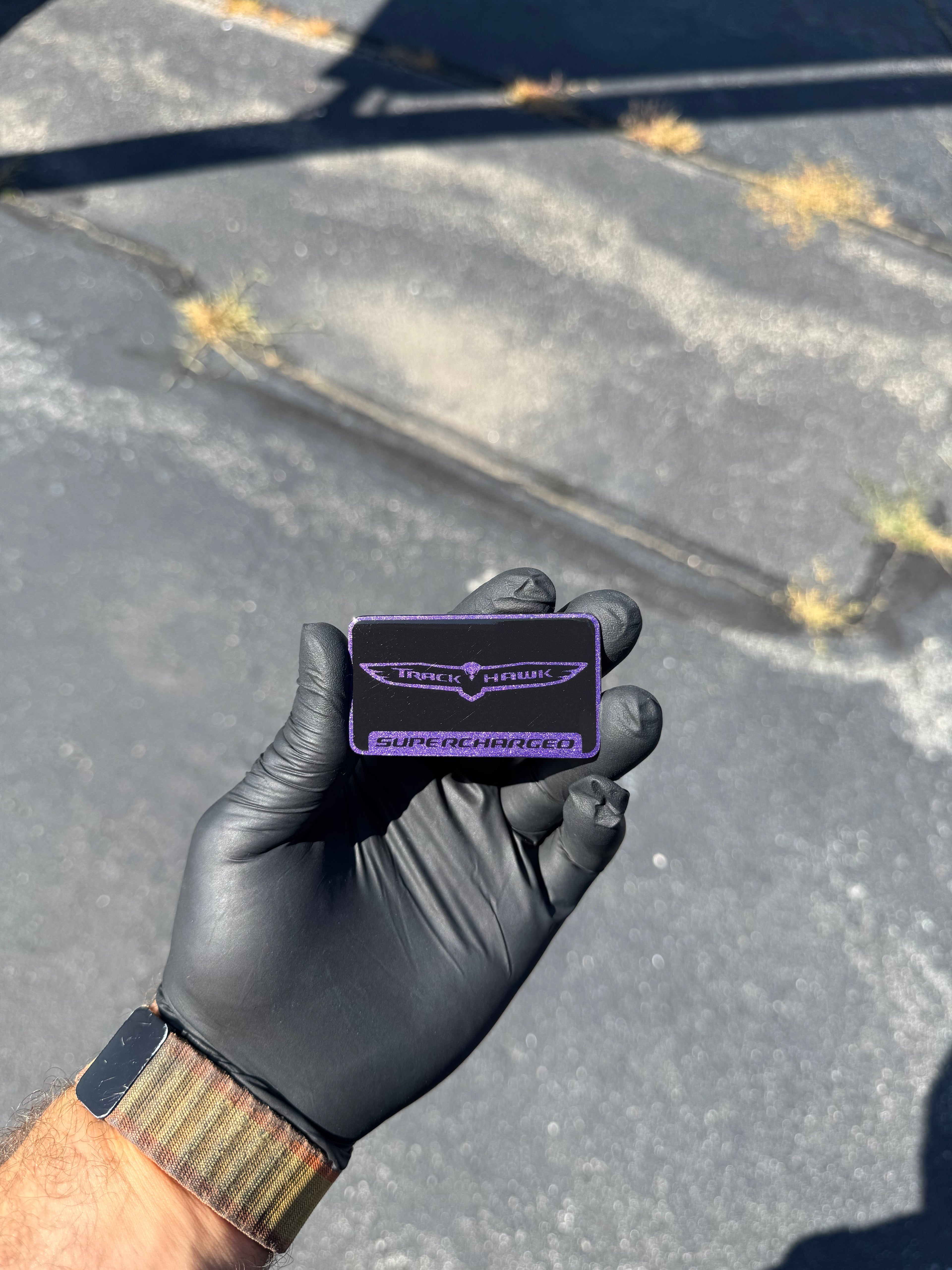 Hellcat supercharger engine badge