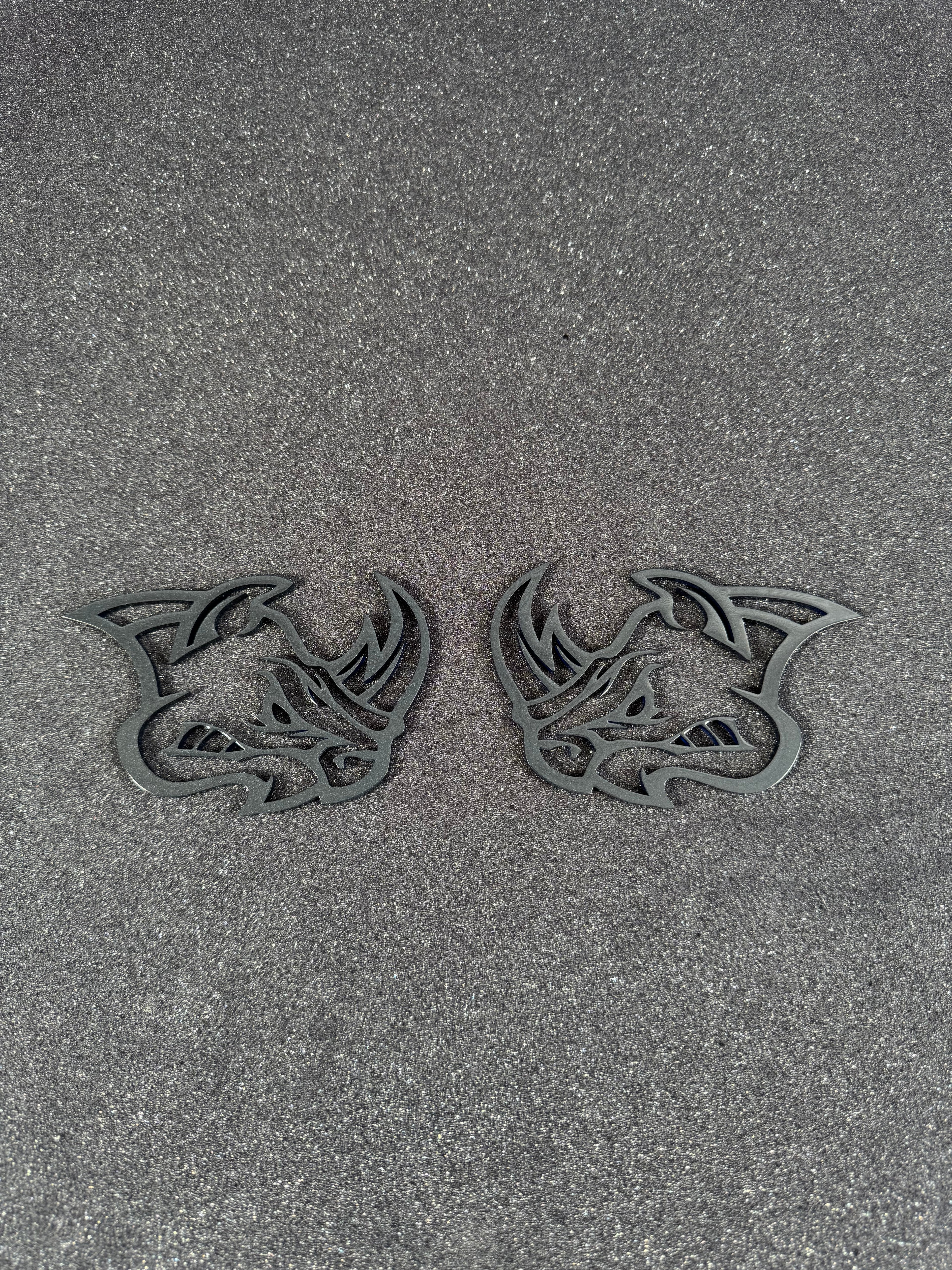 Angry Rhino Head Pair