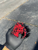 Trex eats raptor badge