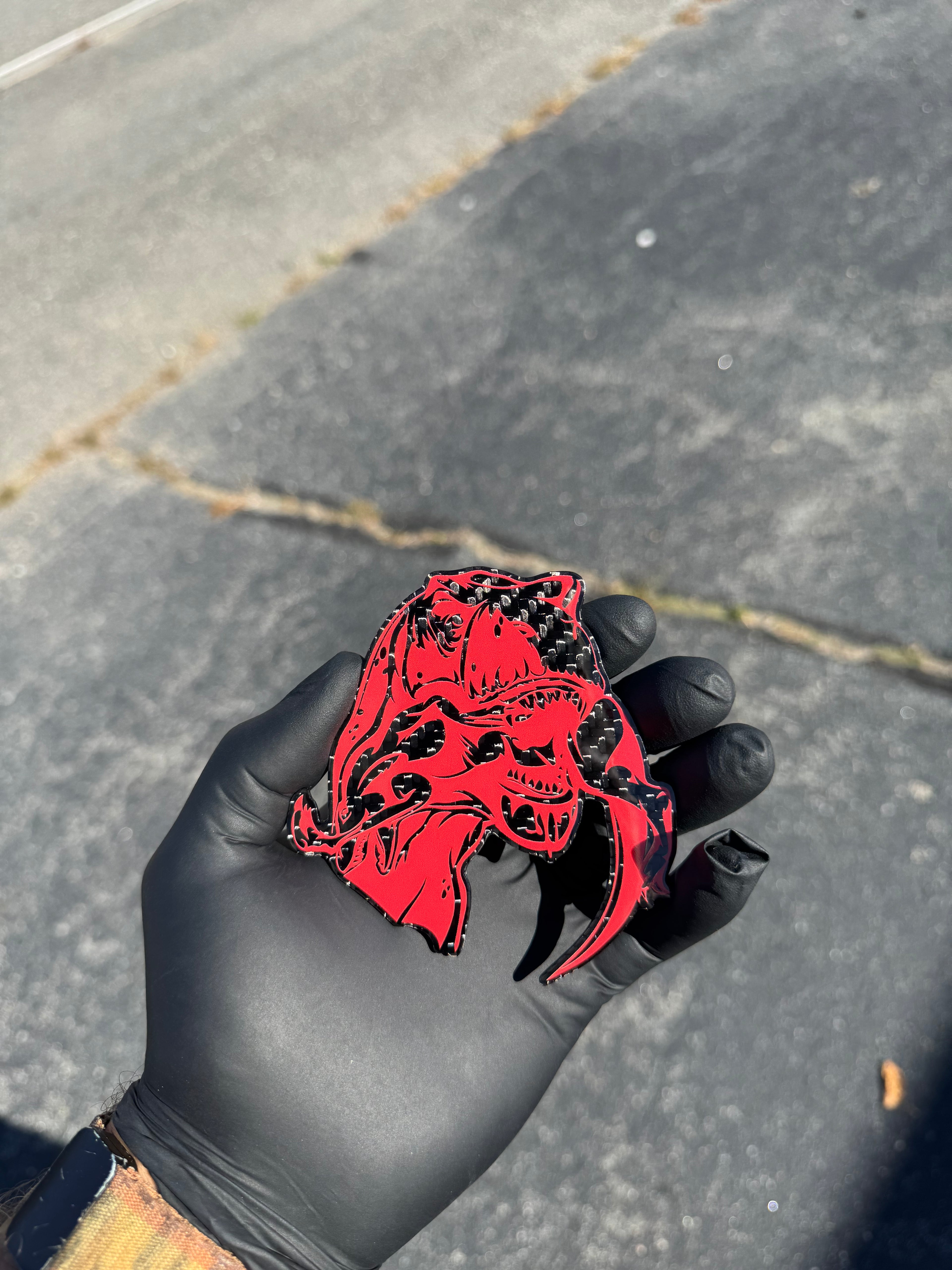 Trex eats raptor badge