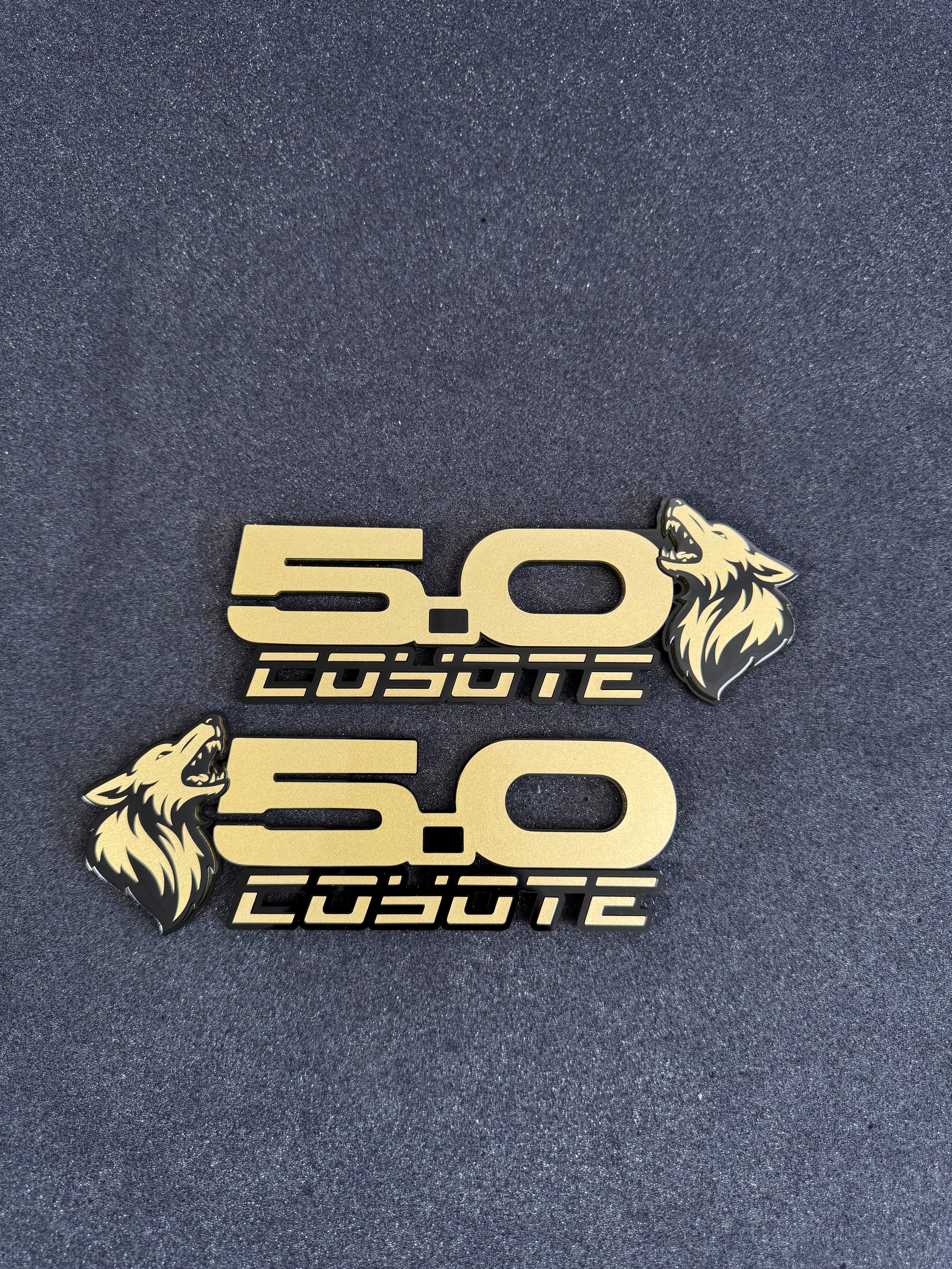 Coyote 5.0L fender badge pair