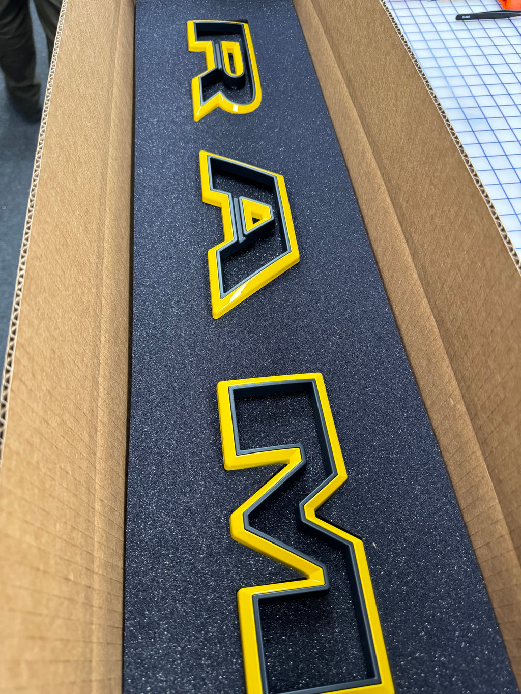 Color matched 3D RAM grille letters