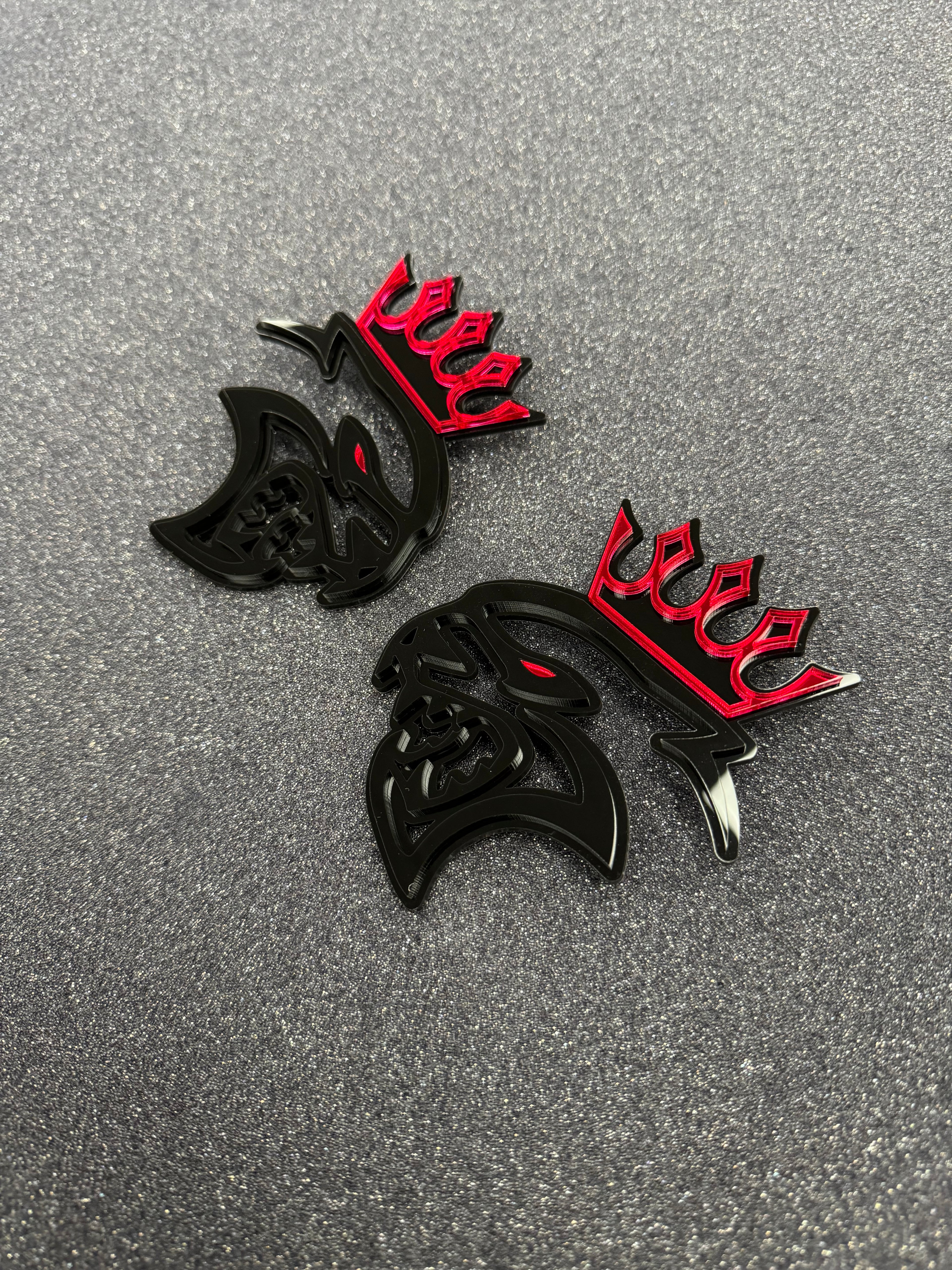 Crowned Hellcat head pair