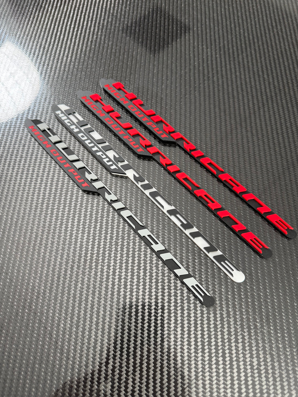 Hurricane high output hood badge pair