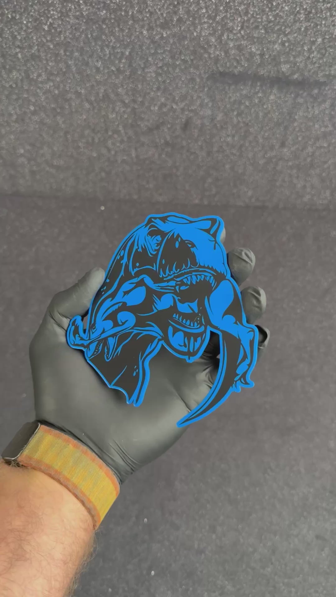 Trex eats raptor badge